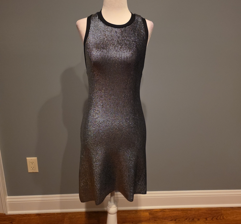 Alexis Metallic Black Disco Style Cocktail Dress